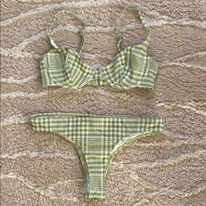 UO plaid green and white bikini